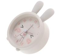 FESTFENDS Cute Bunny Ear Silicone Alarm Clock with Night Light, Silent Non-ticking Small Table Clock for Bedroom and Dormitory, White Decorative Room Accessory