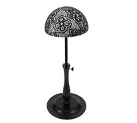 FESTFENDS Dark Pattern Net Wig Display Stand with Vase Rod Design, Quick Assembly Iron and Plastic Hat Holder Rack for Styling, Drying, and Display of Wigs and Hats