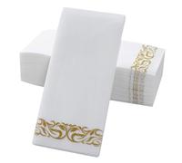 FESTFENDS Disposable Gold Foil Napkins 100Pcs 40X30Cm Thickened Paper Dinner Napkins Gold Print for Wedding, Birthday Party, and Hotel Restaurant Table Use