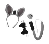 FESTFENDS Donkey Ears Headband and Tail Prop Set for Kids Made of Cloth, Includes Bowtie and Nose Accessory, for School Plays and Easter Party Costume
