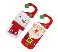 FESTFENDS Door Handle Ornaments Featuring Snowman and Santa Claus Designs 2pcs Christmas Hanging Decorations Made of Lightweight Board Material, Easy to Carry for Hanging on The Tree Or
