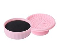 FESTFENDS Dual-use Makeup Brush Cleaning Box with Silicone Mat Convex Texture for Gentle Cleaning Handheld Design for Eyeshadow Brow Brushes Pink Makeup Accessory for