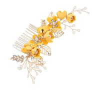 FESTFENDS Elegant Bridal Hair Comb with Yellow Cloth and Metal Material, Simple and Classic Style, Easy to Clip and Hold Hair Well, for Wedding and Prom Accessories