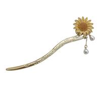 FESTFENDS Elegant Silver Alloy Sunflower Hair Pin with Tassel, Easy to Slide into Bun Hair Accessory for Women, Gift for Girlfriend on Valentine's Day