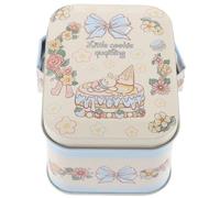 FESTFENDS Festive Tinplate Cookie Tin with Handle for Party Favour and Holiday Parties, Food Safe Small and Portable Metal Biscuit Storage Box for Candies and Small Snacks