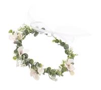 FESTFENDS Flocking Floral Headband for Women, Delicate Bride Flower Crown with ’S Breath, White Bridal Hair Accessory for Wedding Dresses and Bride Decor