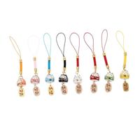 FESTFENDS Fortune Cat Phone Pendant Lanyard 8Pcs Ceramic Lucky Cat Charms for Mobile Phone and Bag Decoration Random Color