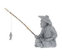 FESTFENDS Garden Ornament and Lifelike Design with Detailed Realism Fisherman Realistic Mini Statue Sandstone Material with Artistic Charm for Fish Tank and Bonsai Outdoor Decor
