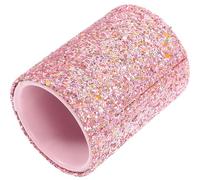 FESTFENDS Glitter Pink Makeup Brush Organizer Holder Small Portable Makeup Tool Storage Case Dustproof Cosmetic Brush Bucket for Travel and Home Use