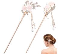 FESTFENDS Hair Chopsticks 2Pcs Ethnic Style Hair Sticks Accessory with Floral Tassel Sturdy for Hanfu and Traditional Costume for Women
