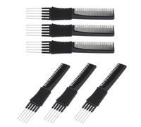 FESTFENDS Hair Comb Set Professional Teasing Combs 6pcs Multi-function Made of Carbon Fiber Steel that Do Not Damage Hair Roots Suitable for Women