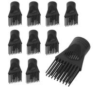 FESTFENDS Hair Dryer Comb Nozzle Attachment and Replacement Plastic 10pcs Black for Maximizing Volume Suitable for Barber Shop and Travel Use