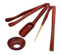 FESTFENDS Japanese Style Glass Tea Ceremony Six-Piece Set Kung Fu Tea Making Tools (Wenge) for Home and Office