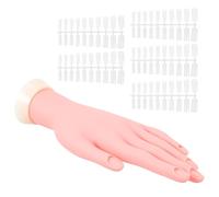 FESTFENDS Manicure Training Hand Silicone False Hand Nail Tool Reusable Easy to Carry Pink for Nail Art Practicing and Design Practice by Salon Artists and Students