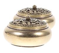 FESTFENDS Mini Brass Incense Burner Set Incense Holder 2 Pcs for Desktop Decor, Vintage Style Aroma Therapy Holder with Relaxing Function, Golden Colour for Home Fragrance