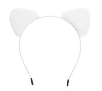 FESTFENDS Plush White Cat Ear Headband for Face Washing Soft Makeup Hairband Spa Headband for Women Skincare and Facial Care