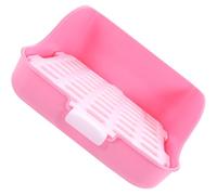 FESTFENDS Rabbit Litter Box to Help Develop Toilet Habits Large Capacity with Detachable Grids Plastic Tray in Pink for Bunnies and Squirrels for Gardens and Living Rooms