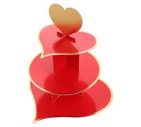 FESTFENDS Red Multi-tiered Paper Dessert Display Stand, Reusable Three-layer Cake Tower for Celebration and Gathering, Easy Storage Cupcake Stand Elegant Design