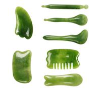 FESTFENDS Resin Scraping Massage Tools Set for Stress Relief and Massage Use 7pcs Green Facial Beauty Tool Japanese Skincare Scraping Board for Neck and Back Relief