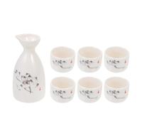 FESTFENDS Sake Serving Pot and Wine Cups Set Japanese Style Ceramic Pink Colour, for Drinking Sake or Water at Bar Room and Private Gatherings