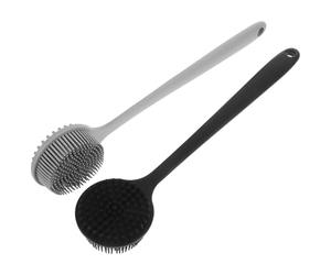 FESTFENDS Silicone Bathing Body Brush for Easy Storage 2pcs with Handle and Hole Design Massage Effects, Back Scrubber Shower Brush for Hotel and Use