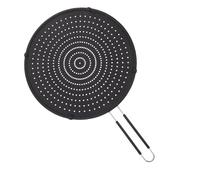 FESTFENDS Silicone Oil Splash Guard Screen for Frying Pan with Anti-Skid Handle, Black Pot Cover Mesh Lid to Prevent Grease Splatter, Kitchen Cooking Splash Protector