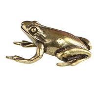 FESTFENDS Tea Pet Frog Figurine Decor Vintage Solid Brass Lovely Design Small Lightweight Frog Statue for Tea Set Decoration and Other Occasions