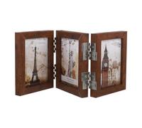FESTFENDS Triple Hinged Picture Frame for Desk Display, Foldable Photo Holder with Glass Front, Sl rown Density Board Frame, Minimalist Rectangular Design, Holds 6 Photos, for Weddings