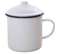 FESTFENDS Vintage Thickened White Enamel Mug 450ml Retro Camping Water Cup Sturdy 9cm Portable Outdoor Drinkware for Home Travel and Hiking