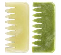 FESTFENDS Wide Tooth Jade Head Massage Combs 2Pcs Gua Sha Tools for Scalp Stimulation and Full Body Massage