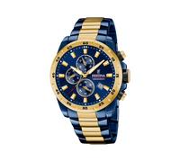 Festina Gold/Blue PVD-Plated Chronograph Watch with Steel Bracelet F20564/1