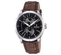 Festina Men's Analogue Watch F16573/4 – Leather Strap, Black Dial