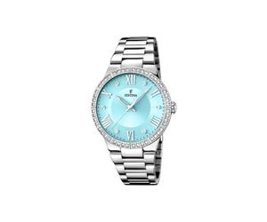 Festina F16719/4 Women's Analogue Quartz Watch with Stainless Steel Strap, Silver Turquoise, Classic