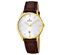 Festina Men's Quartz Watch with White Dial Analogue Display and Brown Leather Strap F16747/1