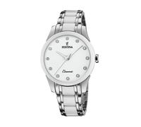 Festina F20499/1 Women's Quartz Watch - White Dial, Ceramic & Steel Bracelet