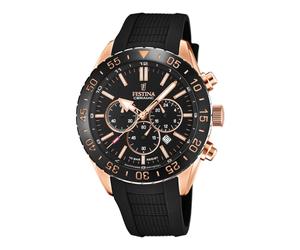 Festina F20516/2 Men's Chronograph Rose Gold Tone Case Black Rubber Strap Watch