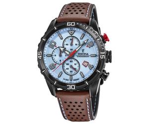 Festina F20519/1 Men's Chronograph Blue Dial Brown Leather Strap Watch