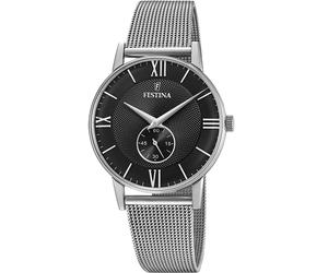 Festina F20568/4 Wristwatch Retro 36mm Quartz Unisex Black Silver 3 ATM Mesh ...