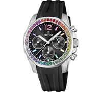 Festina F20610/3 Wristwatch ladies Chronograph 38 mm Quartz Black Silver 10 ATM