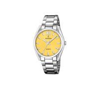Festina F20622/G Women's Analogue Quartz Watch with Stainless Steel Strap, Silver/Yellow