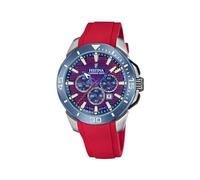 Festina F20642/2 Men's Analogue Quartz Watch with Silicone Strap, Silver-Blue-red, Standard Size, Strap.