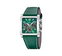 Festina F20653/2 Men's Analogue Quartz Watch with Leather Strap, Silver-Green
