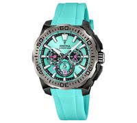 Festina Mens Wrist Band Watch Chronograph Black/Light Blue Chrono F20726/2
