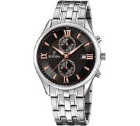 Festina F6854/7 Wristwatch Timeless Chronograph 42mm Quartz Unisex Black Silv...