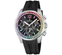 Festina Ladies Steel Chrono W/CZ Set & Rubber Strap F20610/3 Watch - 6% OFF