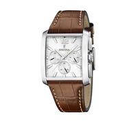 Festina F20636/1 Men's Analogue Quartz Watch with Leather Strap, Silver-Brown, Strap