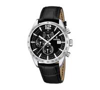 Festina Men's Quartz Watch with Black Dial Chronograph Display and Black Leather Strap F16760/4