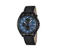 Festina Men's Quartz Watch with Blue Dial Chronograph Display and Black Leather Strap F16847/3