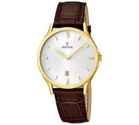 Festina Men's Quartz Watch with White Dial Analogue Display and Brown Leather Strap F16747/1
