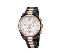 Festina Men's Quartz Watch with White Dial Chronograph Display and Two Tone Stainless Steel Plated Bracelet F16856/1